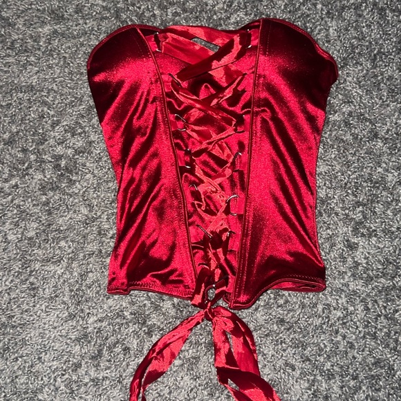 Red Satin Corset Top - Picture 1 of 2